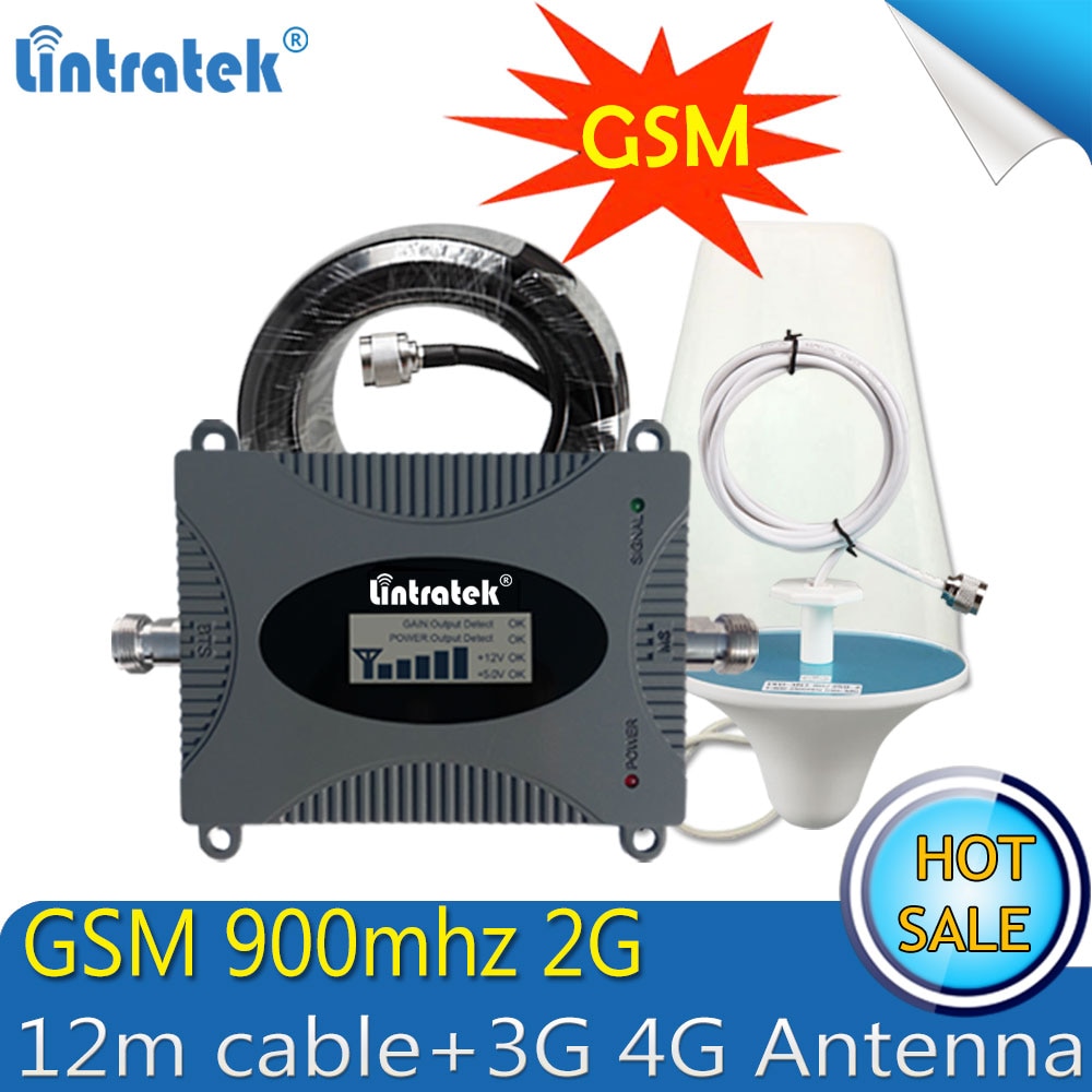 Lintratek GSM 900Mhz 2G Mobile Phone Cellular Signal Booster GSM 900 Signal Repeater Amplifier 2G 3G 4G Antennas