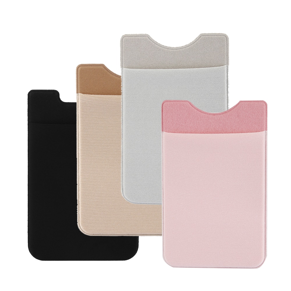 Universal auto-adhesivo elástico teléfono móvil cartera funda Stick On crédito ID tarjeta titular bolsillo autoadhesivo pegatina CardSleeve
