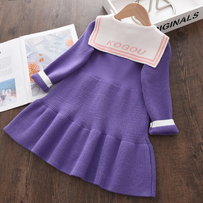 Menoea Baby Girls abiti lavorati a maglia 2021 New Infant Kids maglione a maniche lunghe abito Polka Dot Bow inverno autunno abiti abiti 3-7Y