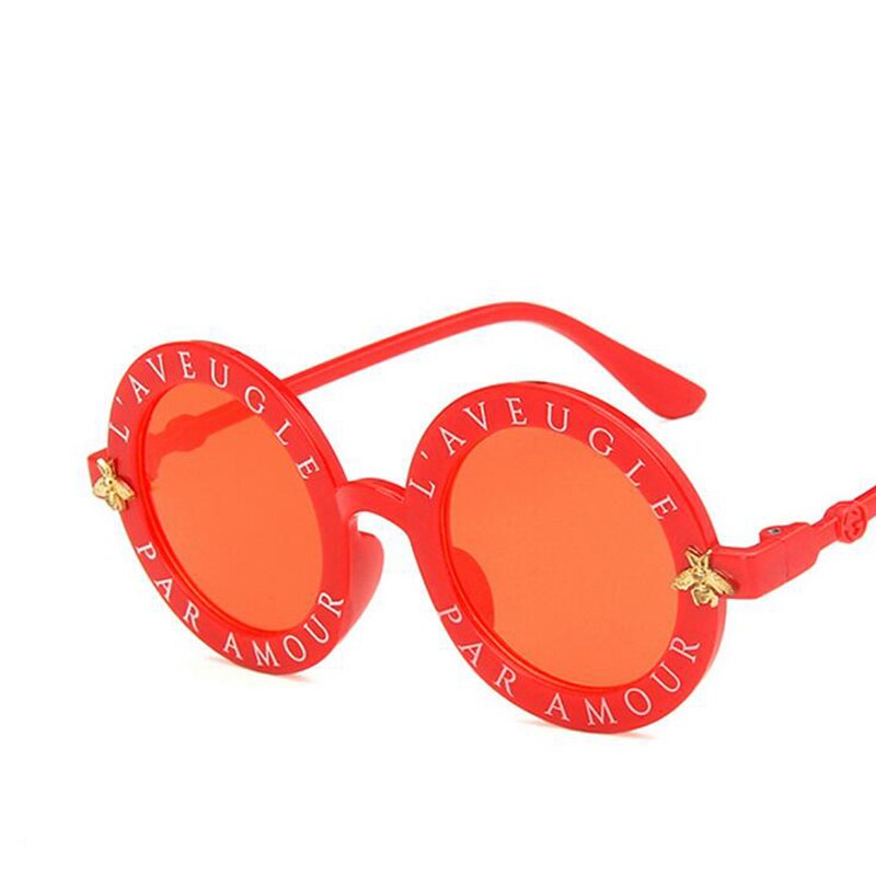 Steampunk Cartoon Kinderen Zonnebril Jongens Meisjes Luxe Vintage Kinderen Zonnebril Ronde Zonnebril Oculos Feminino Accessoires: red frame red