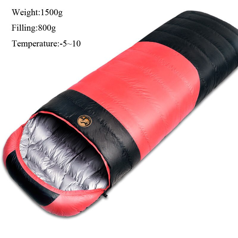 CS107 down-Filled Sleeping Bag (800G, 1000G, 1200G) Autumn and Winter Duck down Adult Sleeping Bag can be spliced together: red 800g