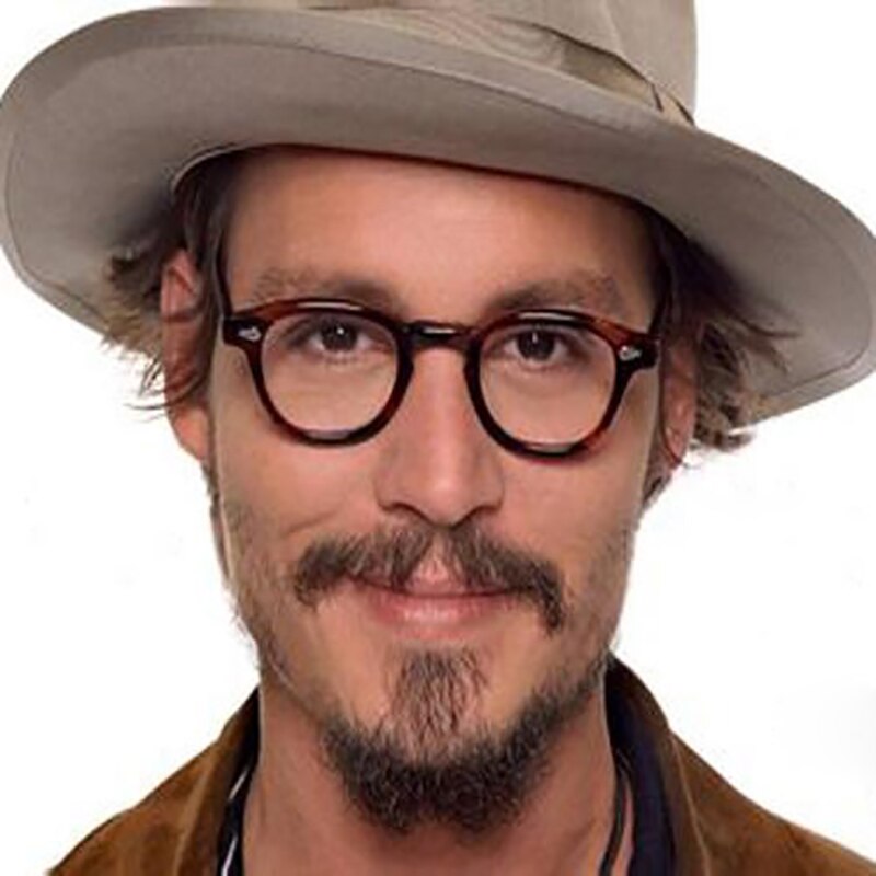 Johnny Depp-monture en acétate pour hommes et femmes, ronde faite à la main, lunettes de styliste pour ordinateur, monture de lunette optique pour Demi myopie