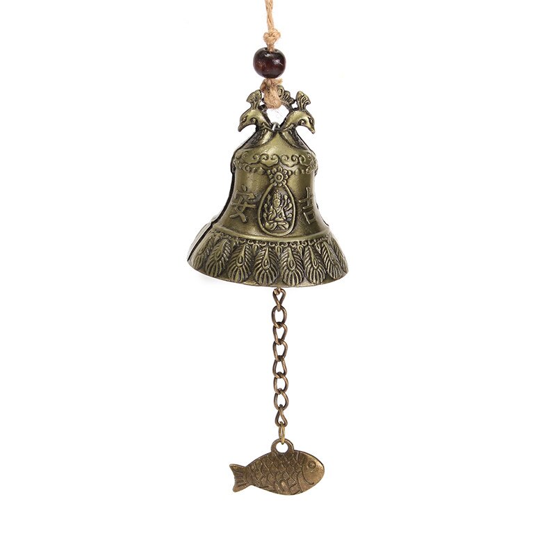 Vintage suspendu vent carillon chinois cloche bénédiction bonne chance Fortune paon chinois un Ji caractère décoration de la maison artisanat