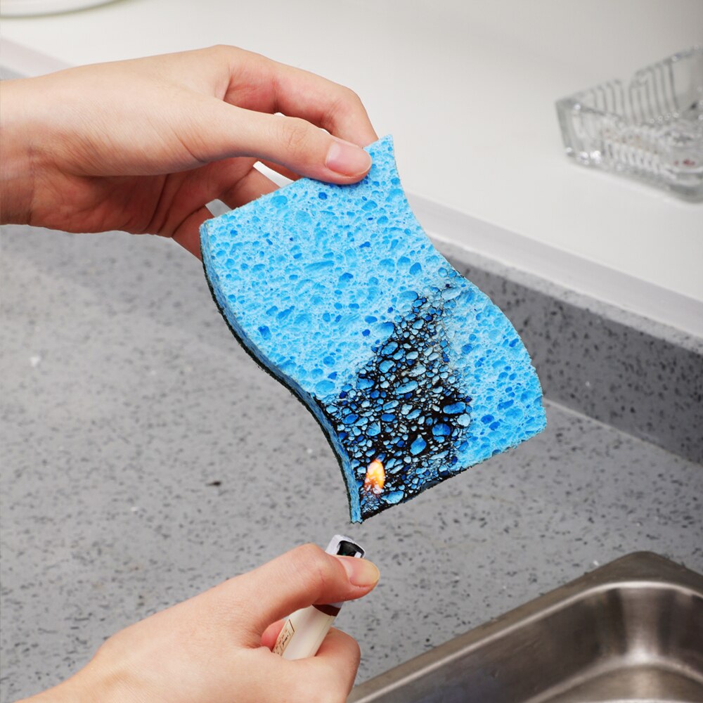 Heavy Duty Scrub Sponge Multi-Use Non-Scratch Anti-Grease Cellulose Reusable for Kitchen Household Dish Pan Pot Bathroom