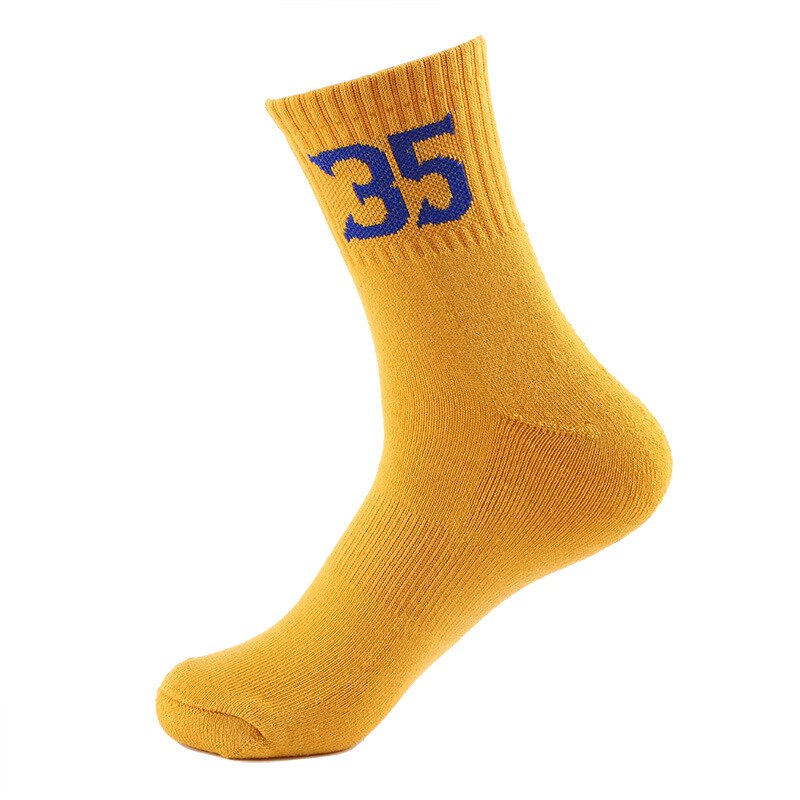 Brothock Uomini di pallacanestro con numero di stelle di cotone squadra modello digitale di sport calze fondo asciugamano ammortizzatore elite calzini: Yellow NO.35