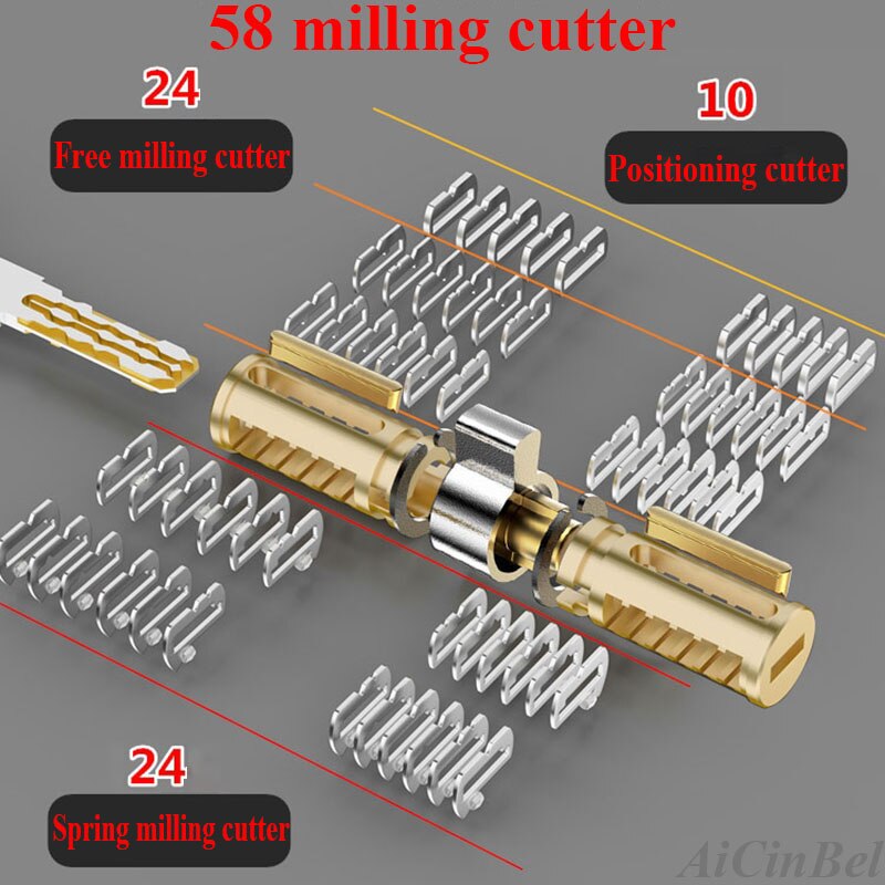 Security door Lock Brass Cylinder Anti Pry Stainless Steel Anti-collision beam 8 Snake Groove Cylinder Color 10 Keys Super C