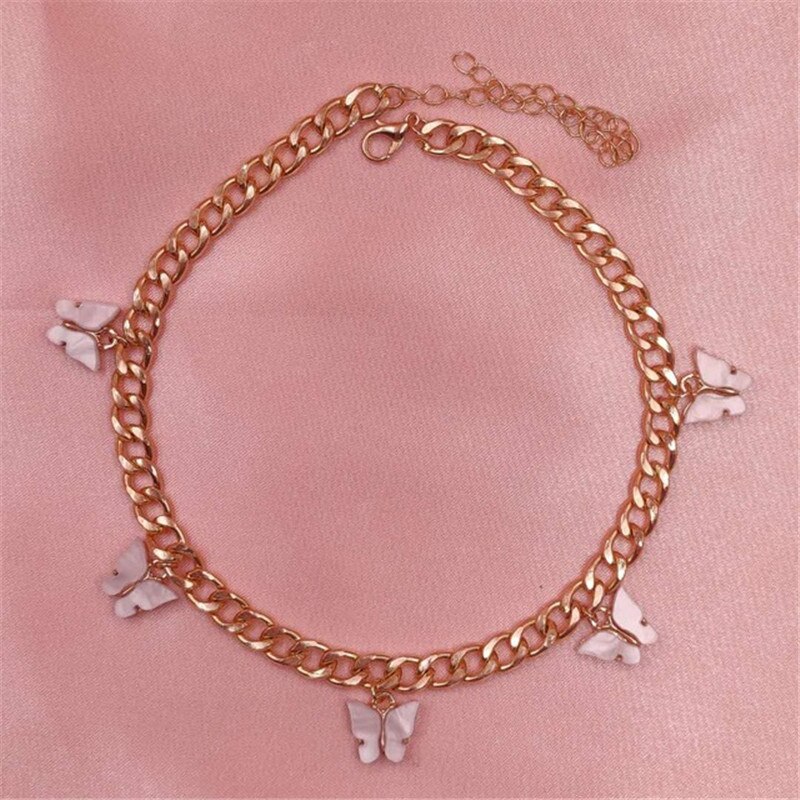 Punk Gold Silver Color Chain 5 Butterfly Choker Necklace for Women Wedding Party Statement Cute Pendant Necklaces Jewelry: 2