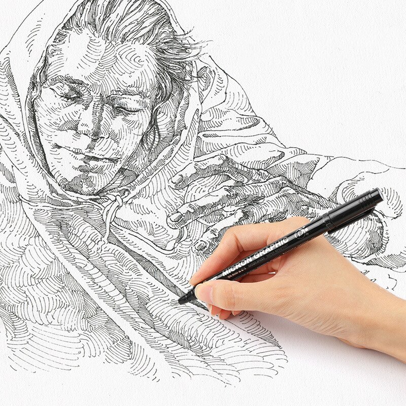 9/12pcs/Set Waterproof Hook Line Pen Fade Proof Micron Pen Tip Fine Liner Black Sketch Water Marker Drawing Brush Pen Stationery