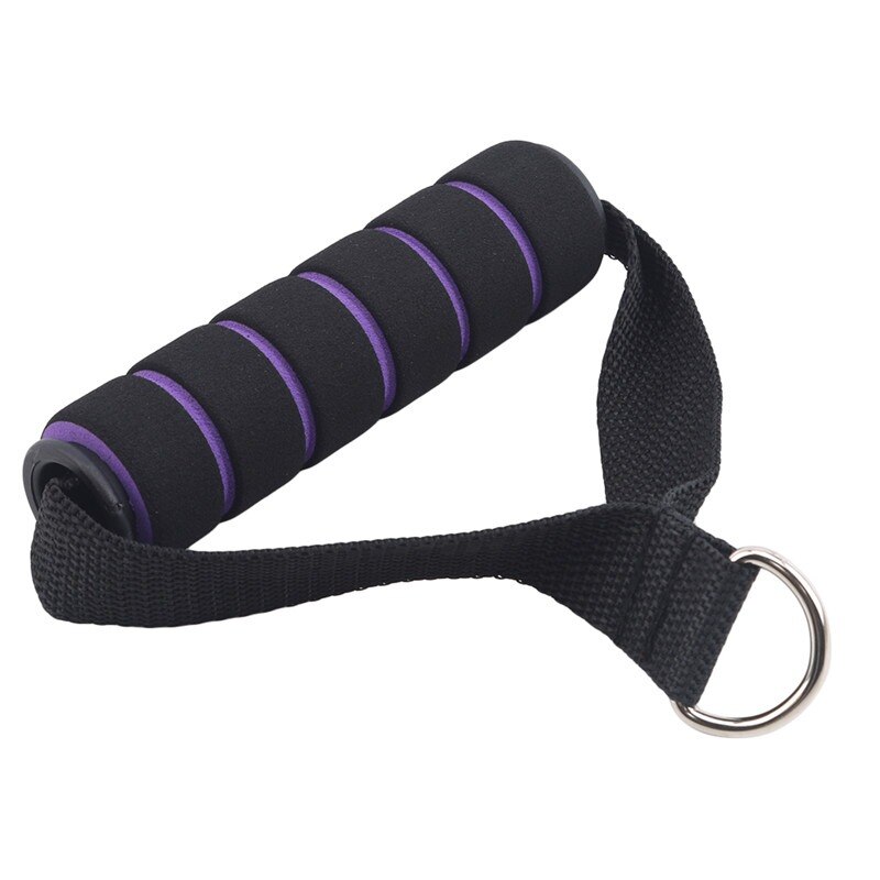Cable de cuerda de tríceps para entrenamiento de gimnasia, barra de mango, banda de entrenamiento de gimnasia, anillo de resorte en D, cuerda de tracción, barra de Cable, cuerda elástica, 1 ud.: Púrpura