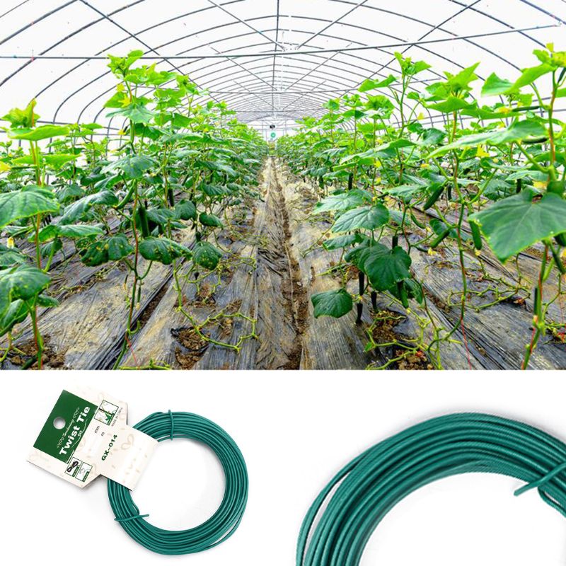15m Plant Twist Tie Garden Wire Green Coated String DIY For Garden Training Support Strap Bonsai Outlet Cable