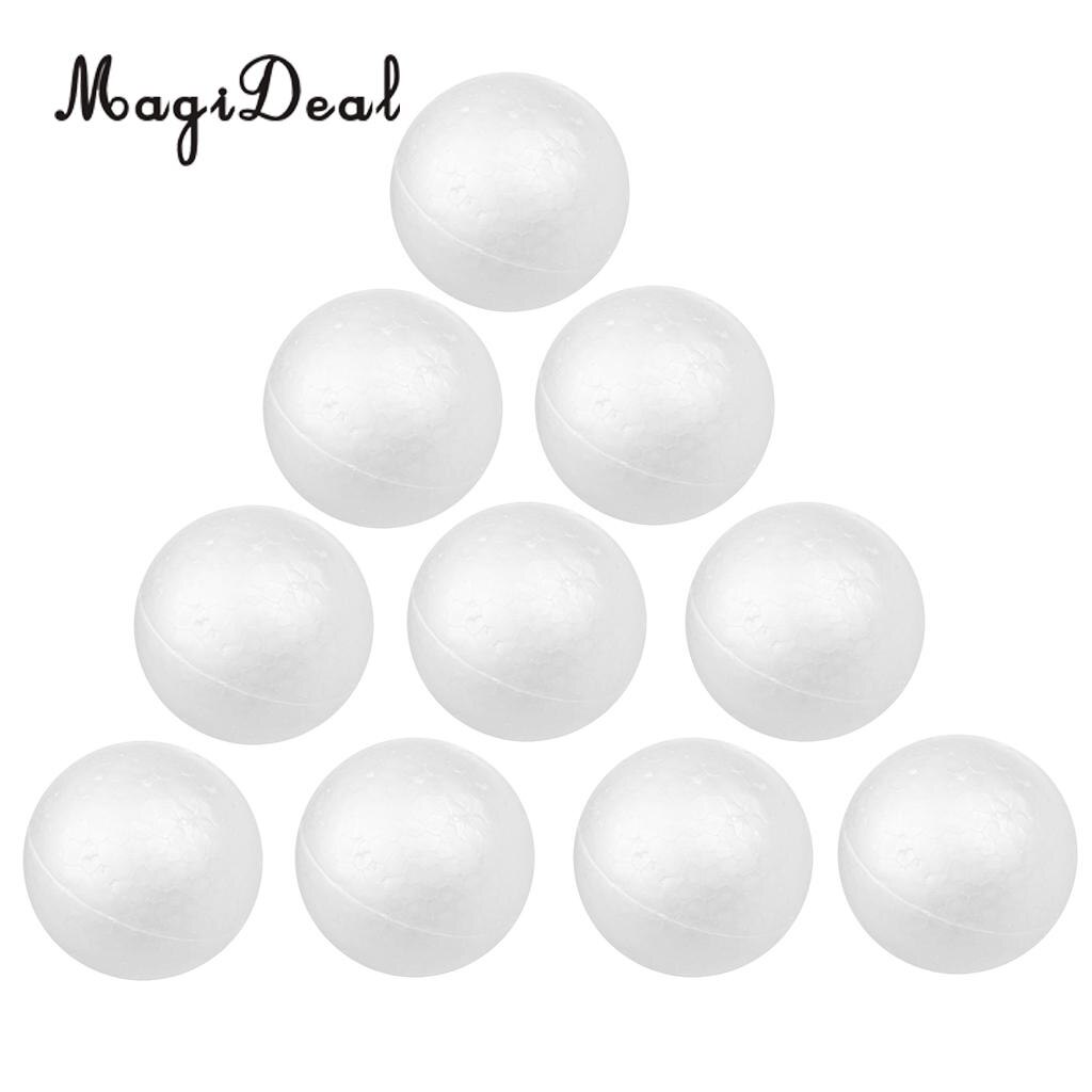 MagiDeal 10 x 7cm White Modelling Craft Polystyrene Foam Ball Sphere for Christmas Tree Ornaments Craft Decorations