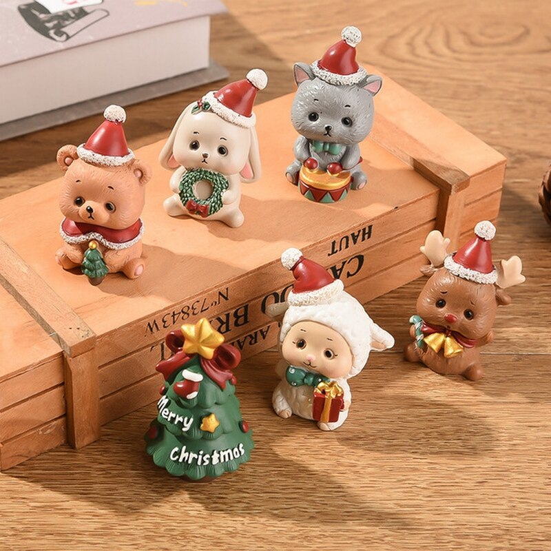 1PC Miniatur Harz Schmücken Harz Mini Figur Weihnachten Santa Claus Harz Spielzeug DIY Garten Ornament Handwerk Kinder Spielzeug