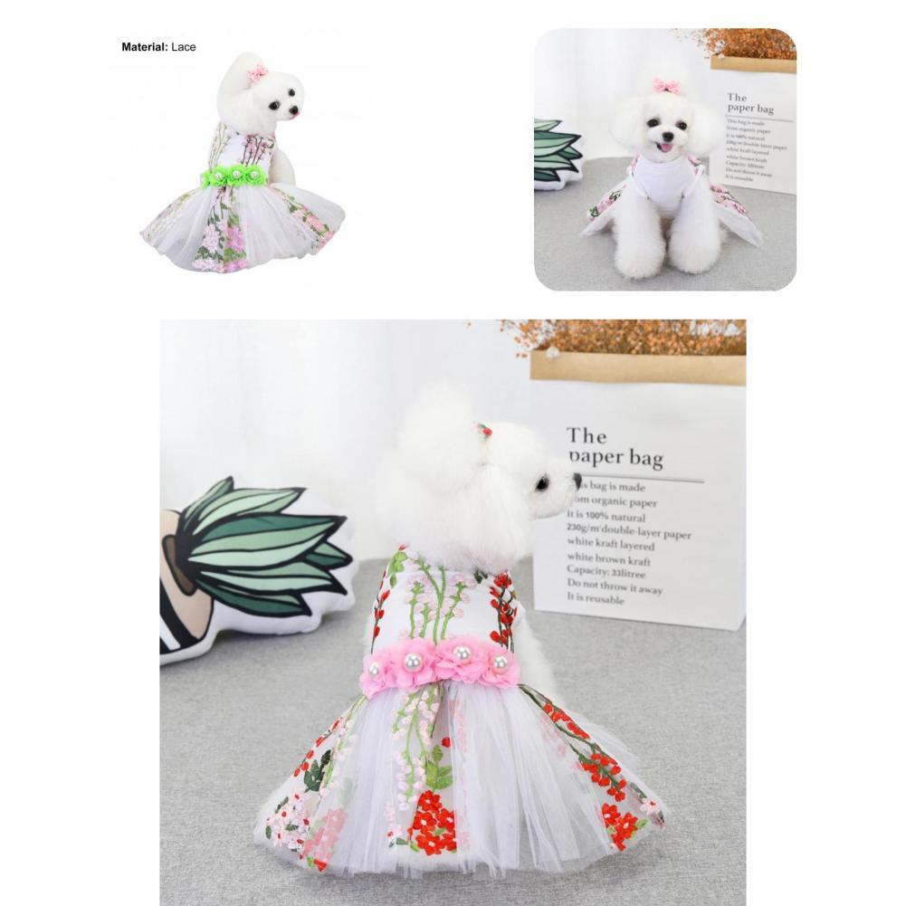 Cute Dog Clothing Nice-looking Universal Dog Skirt Dog Wedding Leafy Flower Clothing for Pomeranian Pet Skirt