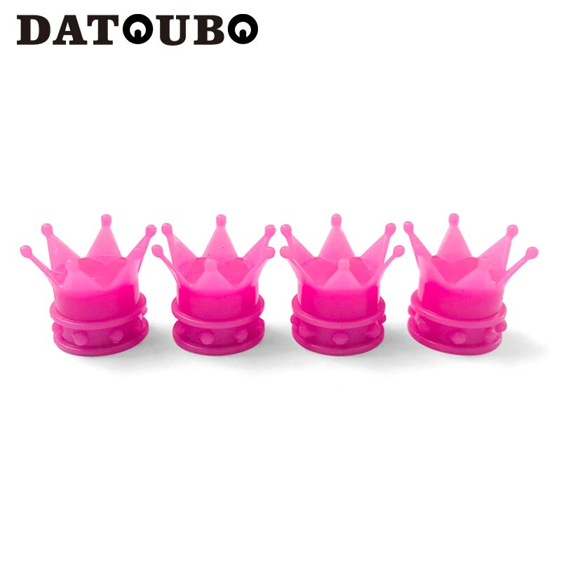 Datoubo tampas de válvula de pneu de carro, 16 peças, novidade abs, design coroa, dourado, cromado, cor rosa, tampa da válvula do pneu de carro, tampa da poeira de ar.: 16 pcs Dark pink