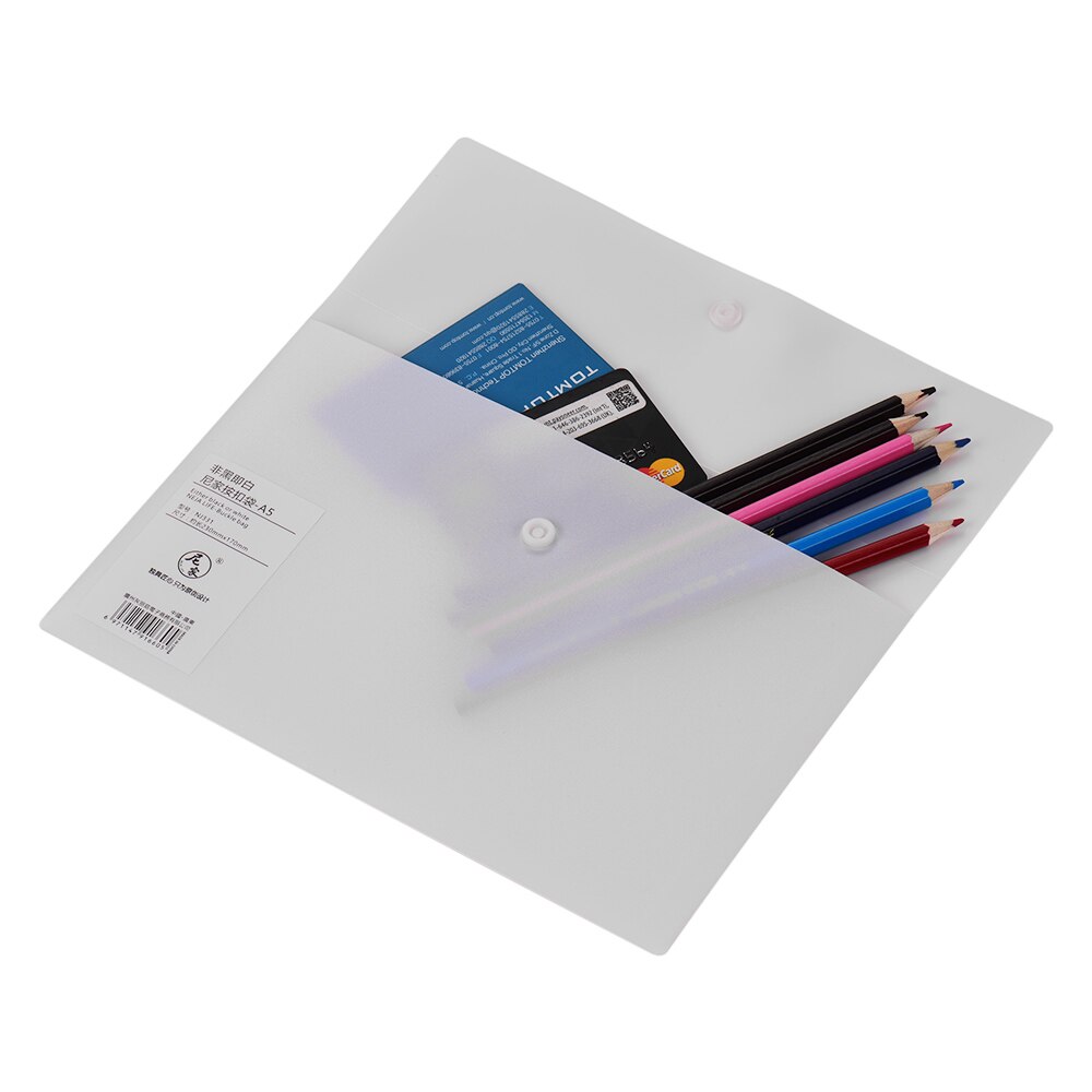A3/A5/B5 Size Envelope Folder PP Plastic Storage Pouch Holder Paper Document File Folder Organizer Bag with Snap Button Closure