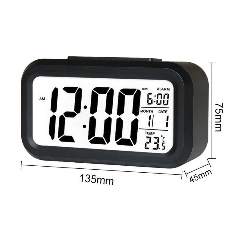 Reloj Despertador LED 7 cambio de color luz nocturna relojes brillantes Luz de termómetro Digital Reloj para niños Mesa Despertador de escritorio: Black C