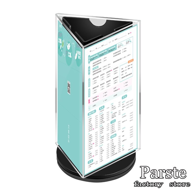 Acrylic high-end menu card beverage card 360 round bottom rotating display shelf dining hotel label card