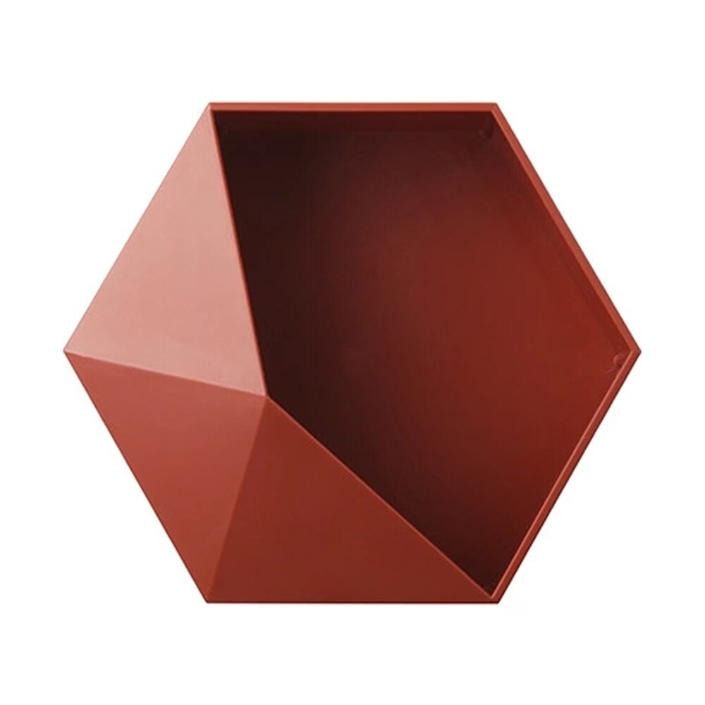 Nordique hexagone étagère tenture murale salon mural géométrique sans poinçon décoration murale salle de bain étagère organisateur: Rouge