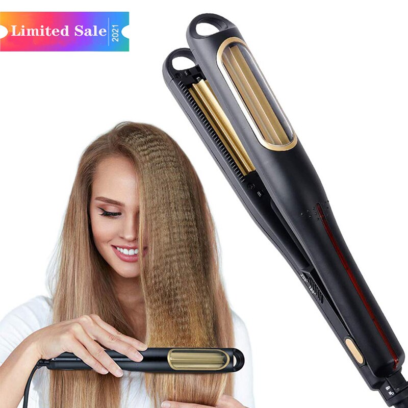 Automatic Crimping Hair Iron Volumizing Hair Crimper Hair Iron for Women Tourmaline Ceramic Rippled Barrels Auto Rotating Curler