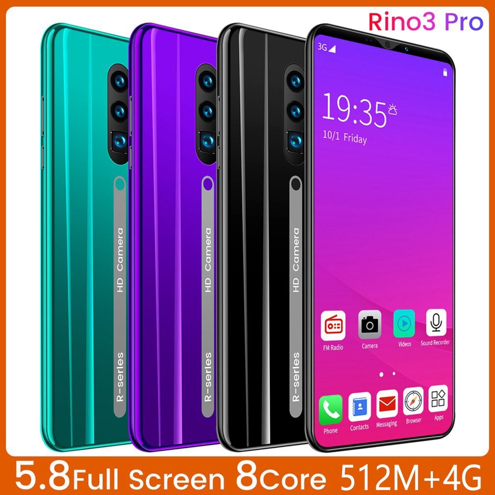 Rino3 Pro 5.8 Inch Screen Android Phone Purple Water Screen Smartphone Solid Color Mobile Phone Cool Shape