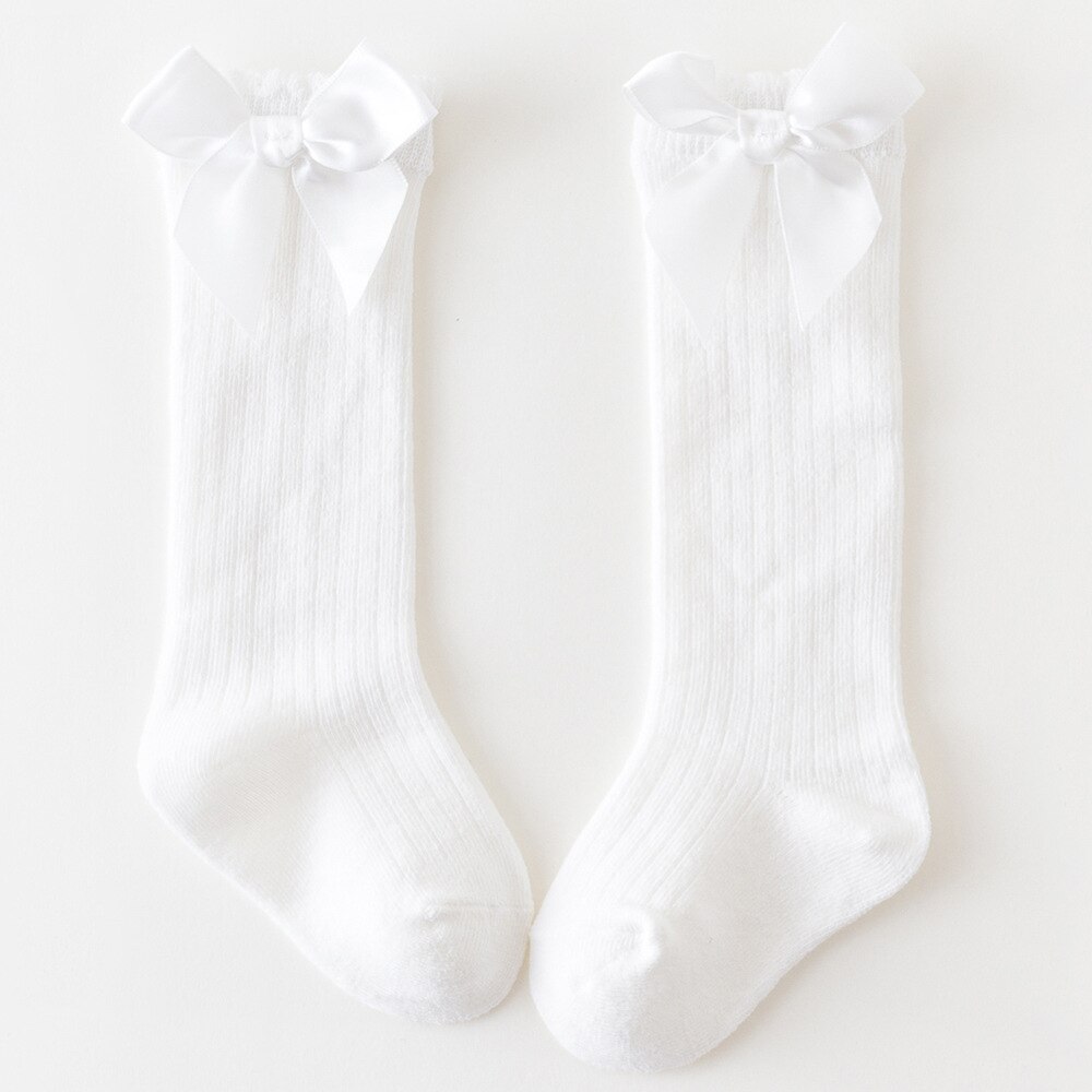 1pc neue mädchen kinder feste farbe blase mund weich und bequem baby baumwolle spitze vertikale krawatte gestreiften socken und strümpfe: white / M