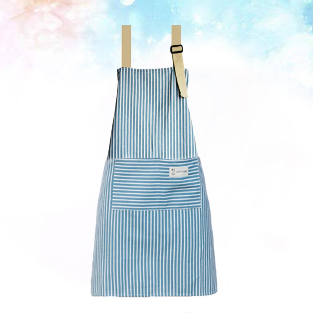 Striped Adult Sleeveless Apron Simple Oilproof Hanging Neck Apron with Pocket for Kitchen Cooking Baking (Red)