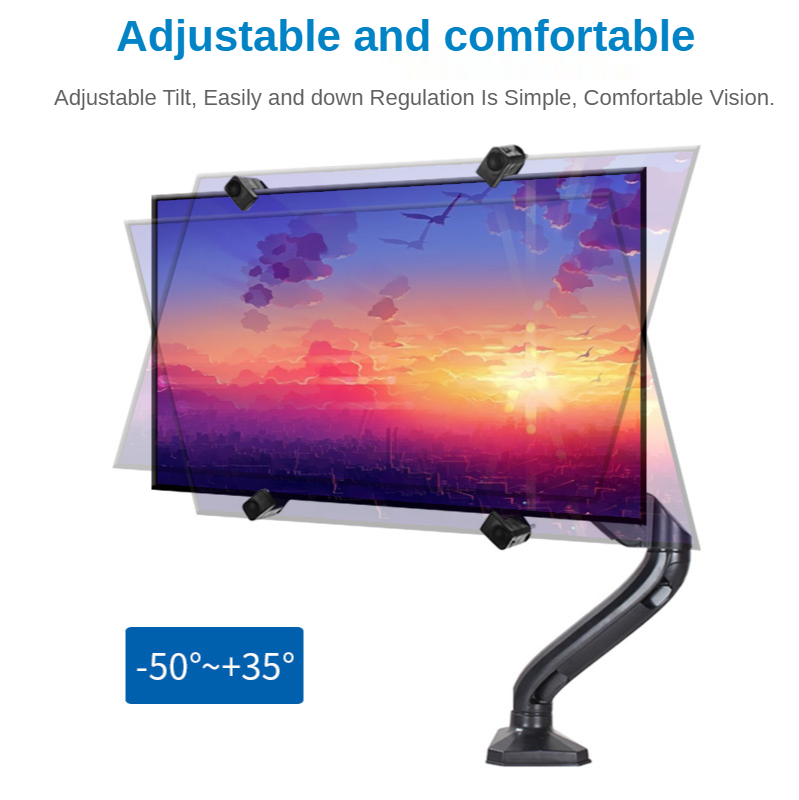 HILLPORT No Mounting Vesa Hole Monitor Desk Stand Accessory 13-27" LCD LED Full Motion Monitor Arm Mount Bracket TV Mount Stand