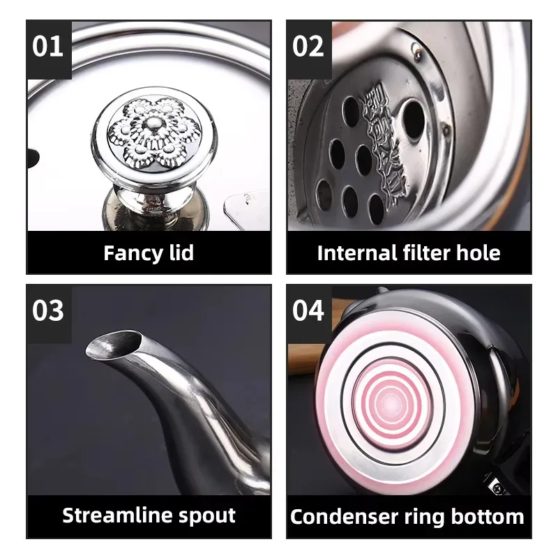 2/1.5/1. 2l Roestvrijstalen Theepot Waterkoker Thee Waterfornuis Koffiepot Thuiskantoor Restaurant Waterkoker Fluitketel Waterketel