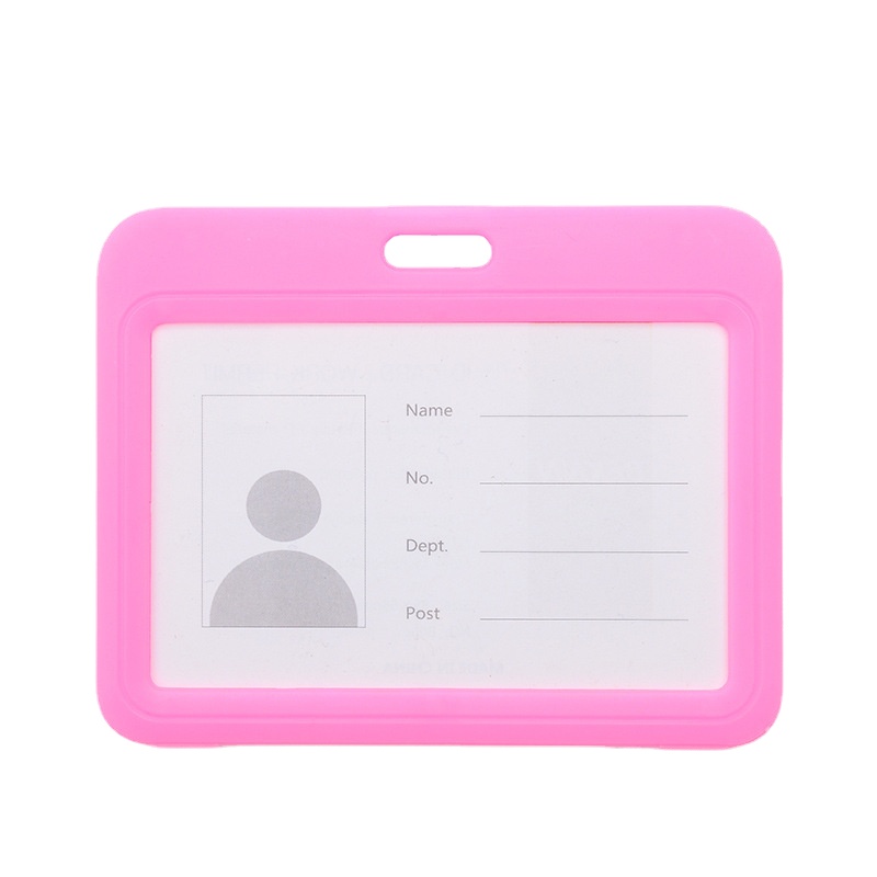 2pcs/set Double Transparent Card Holder Pass Work Permit Sleeve Case for Staff Nurse Workers ID Badge Holder Cards Protector: GRAY