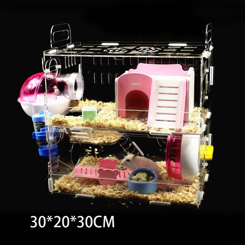Acrylic Hamster Cage Transparent Double Layer Large Size DIY Guinea Pig Villa Toy Small Pet Rat Nest hedgehog House Accessories: C09