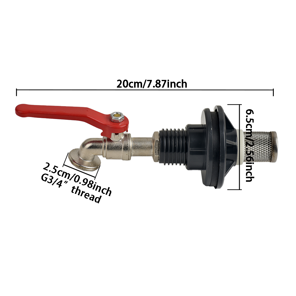 Copper Alloy Faucet with Partition Accessories, PVC Rain Barrel Spigot Kit for Aquarium and Livestock Drainage Adapter: Brown