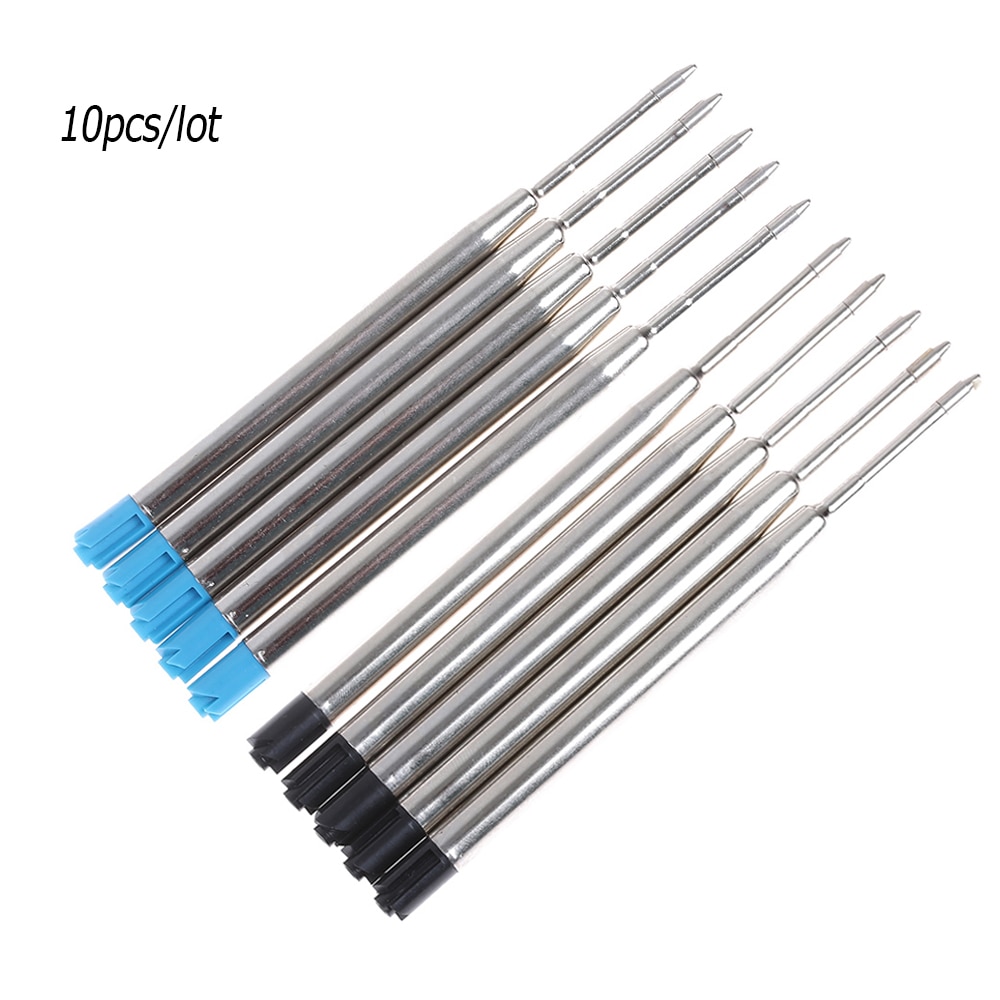 10 PCs Fine Cross Style Blue/Black Ink 0.5mm Metal Ballpoint Pen Refills Medium Nib Core Writing Supplies