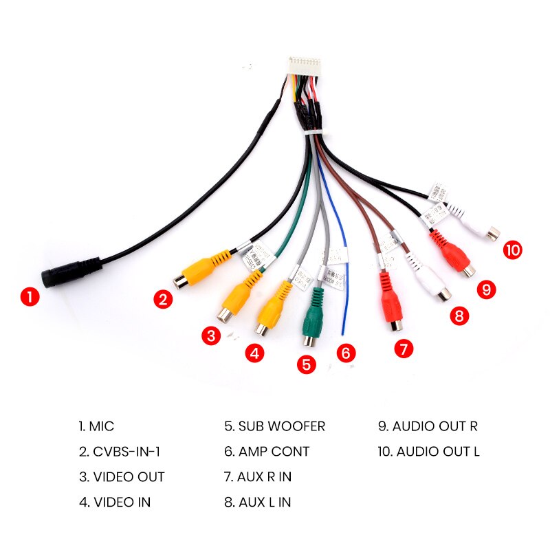 AWESAFE-Cable de salida RCA para Radio estéreo de coche, adaptador auxiliar, micrófono externo