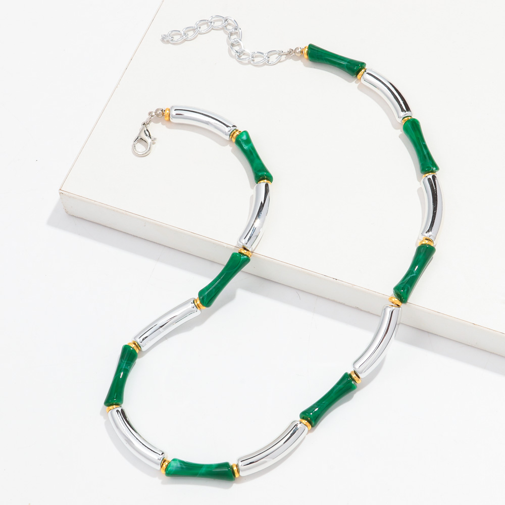 Thin Bamboo Curved Tube Choker Necklace Men Women HipHop Ball Bead Pendant Necklace Stack Trendy Party Jewelry Collar