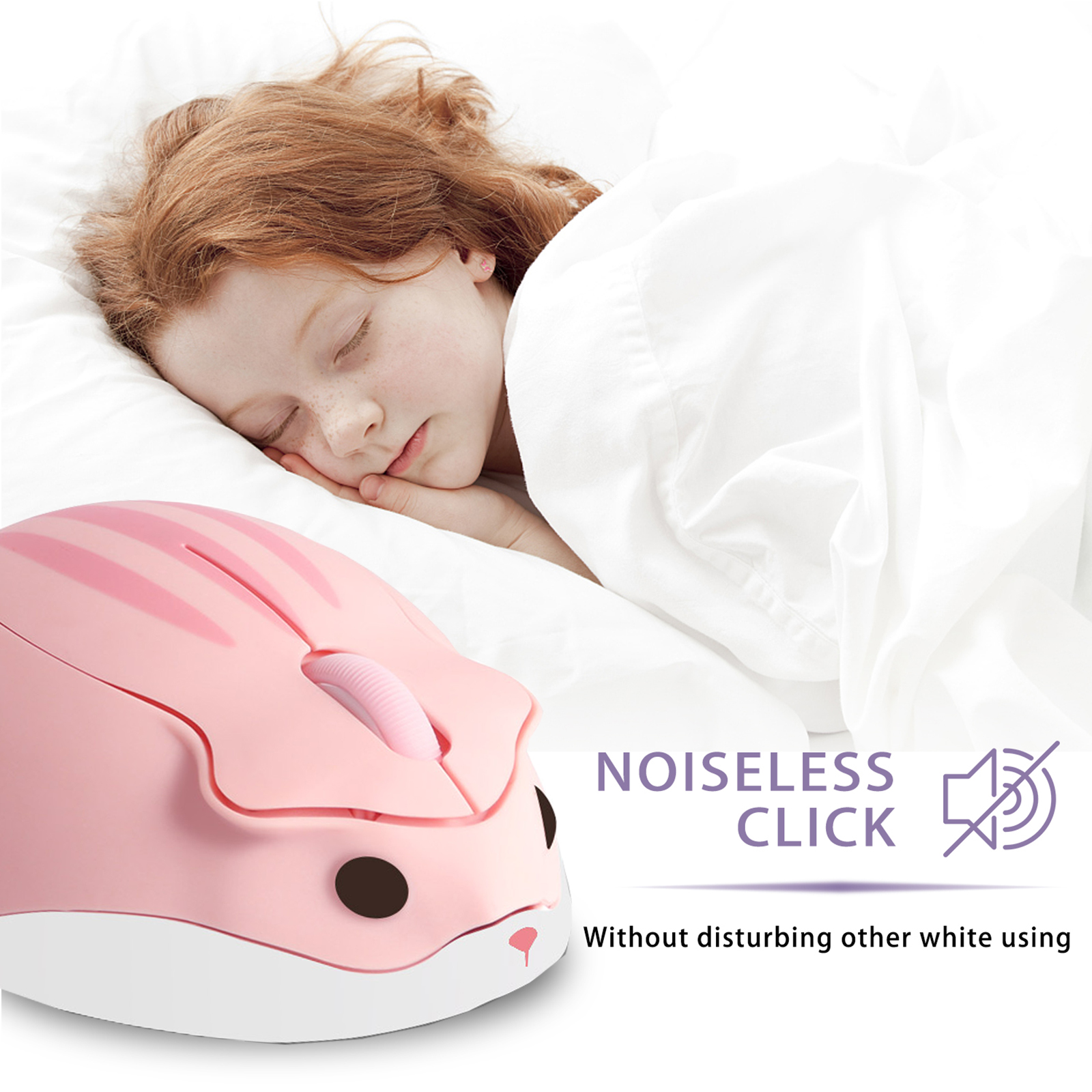 2.4G Wireless Mouse Cute Hamster Cartoon Computer Mice Ergonomic Mini Office For Kid Girl