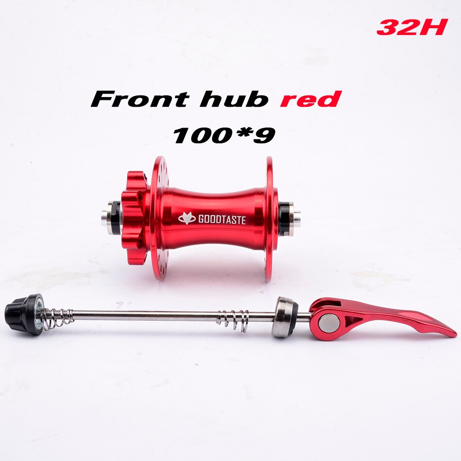 Goodtaste Mountain bike hub 4 bearing rear hub rear 10*135mm QR100*15 12*142mm through 28/32/36 hole disc brake bicycle hub MTB: front hub red
