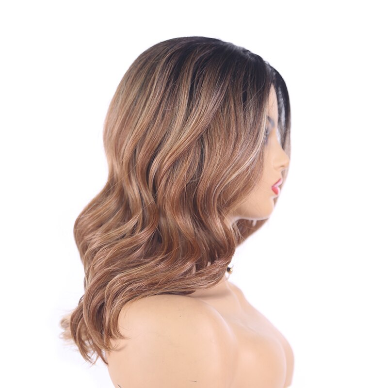 Ombre Braun Colored Synthetik Spitze Perücken Pro Schwarz Frauen natürlich Welle kurz Bob Perücke Schulter Länge Orange grau Haar Perücken X-tresse