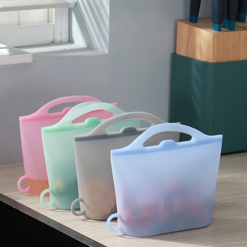 Bolsa de silicona reutilizable con cierre Ziplock para almacenamiento de alimentos, sello hermético para microondas, bolsa de almacenamiento manual, 1 Uds.