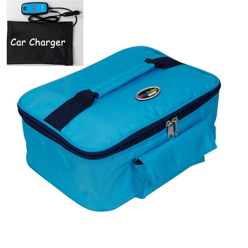 110V/220V Persoonlijke Draagbare Lunch Oven Tas Instant Voedsel Heater Warmer Elektrische Oven Pe Legering Verwarming Lunch snack Doos: CAR-C-Blue