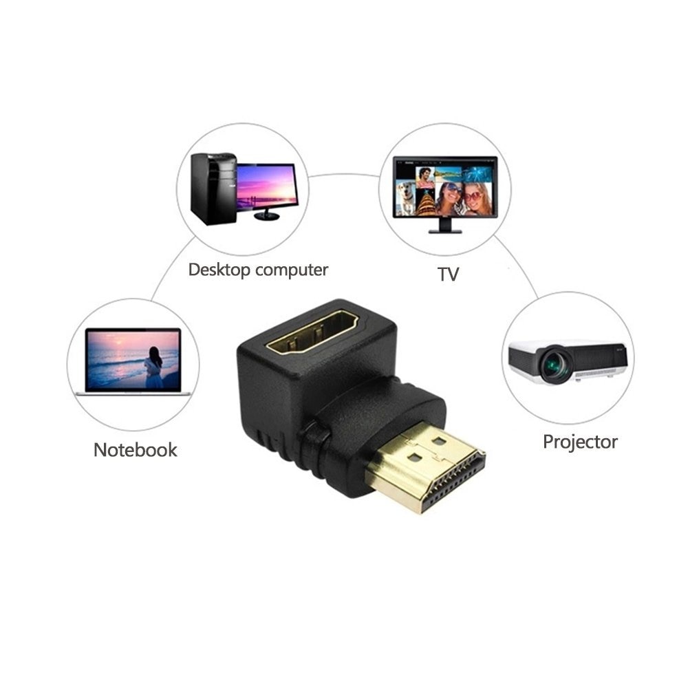 2 PZ/LOTTO HDMI Maschio a HDMI Femmina Convertitore Dell&#39;adattatore del Cavo Extender 90 Gradi Angolo