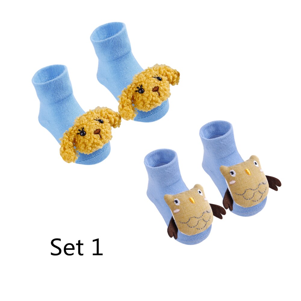 2 Paires/lot -Né Bébé Chaussettes Bébé Chaussettes En Coton Bébé Filles Belle Antidérapant Chaussettes Courtes Vêtements Accessoires Pour 0-12 Mois: Set 1