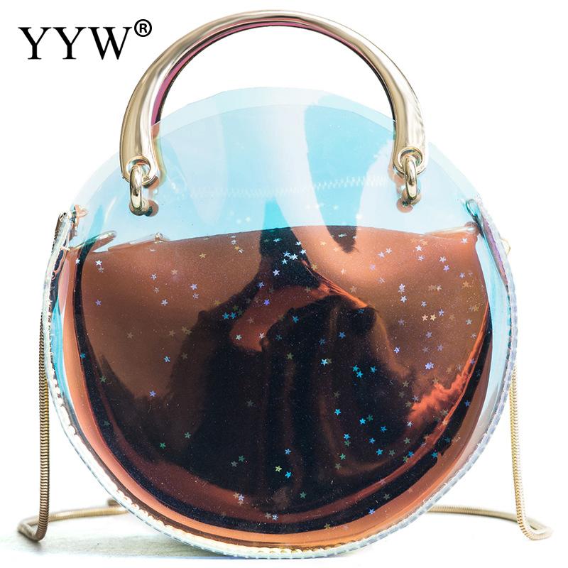 YYW PVC Geléia Bolsa Com Cadeia Estilingue Crossbody Bolsa de Ombro Novas Das Mulheres do Desenhador Saco Do Partido Saco Transparente Para A Menina 2018: black