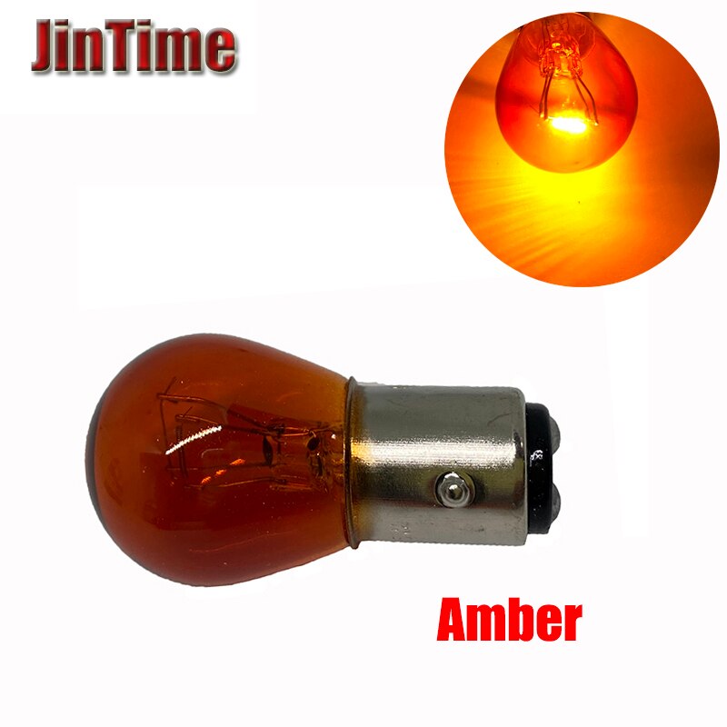 Bombilla de cristal de doble filamento para coche y motocicleta, lámpara de freno de marcha atrás DRL, BAY15D 1157 S25 P21/5W, color rojo ámbar, cc 12V, 10 Uds.