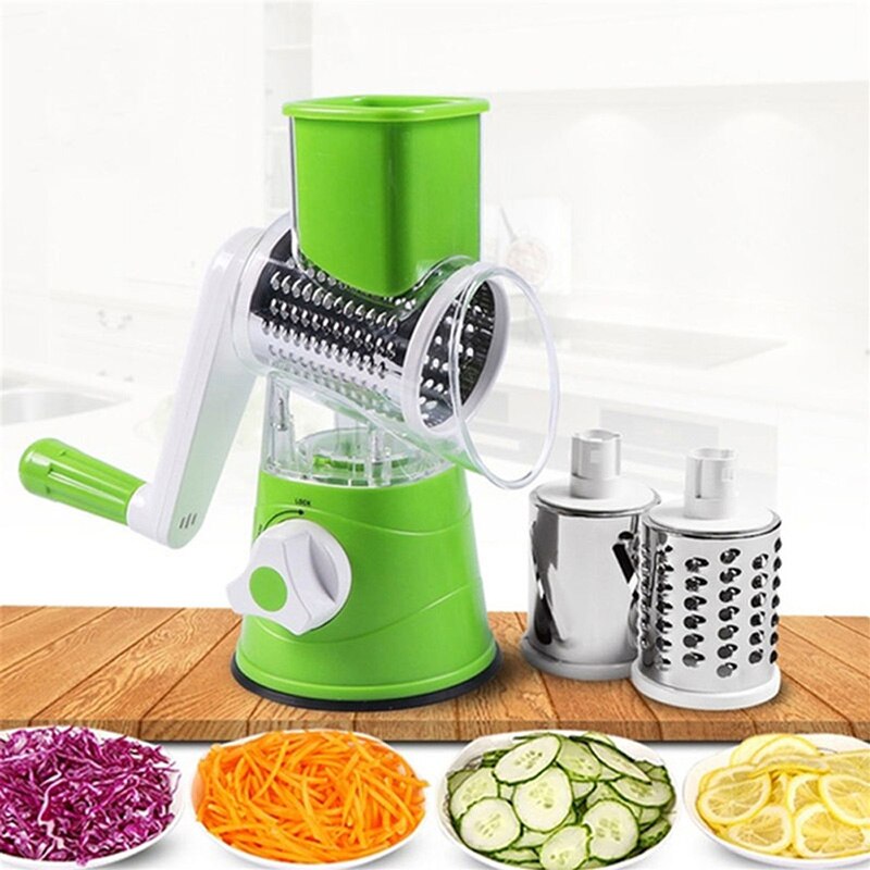 Coupe-légumes manuel, râpe multifonction 3 en 1, coupeur rond spiraleur, coupe-légumes et fruits, outils de broyeur à rouleaux