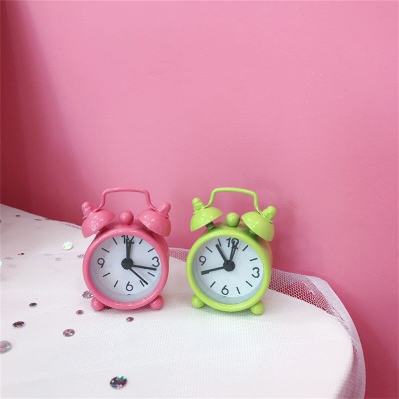 Mini Alarm Clock Electronic Round Number Double Bell Table Digital Quartz Clock Home Decoration Retro Portable Cute Durable