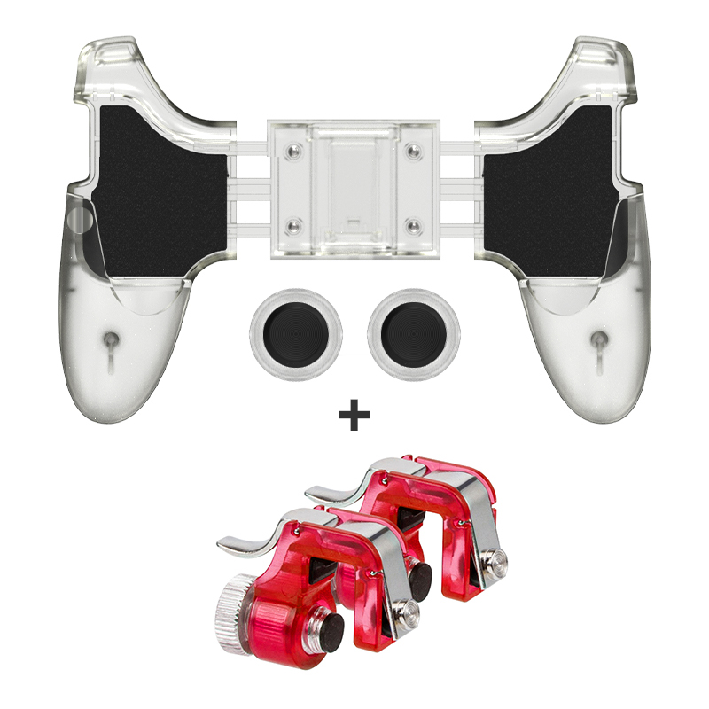 Data Frog Gamepad Joystick For PUBG Button Triggers Equipment Game Controller For iPhone Android Mobile Phone Joystick Gamepad: Transparent 3