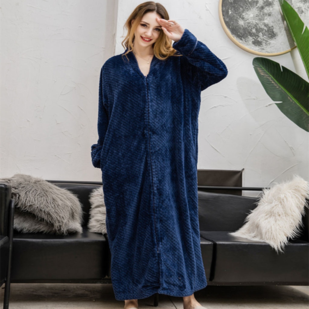 Dressing Gowns For Women,Fleece Ladies Soft Tie Front Dressing Gown Robe Sleepwear Bathrobe Long Marks and Spencer Robe F20
