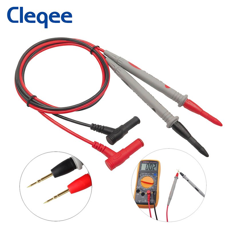 Cleqee-sondas multímetro con agujas afiladas, sonda Universal, cables de prueba para multímetro Digital, 1M, 2 uds.