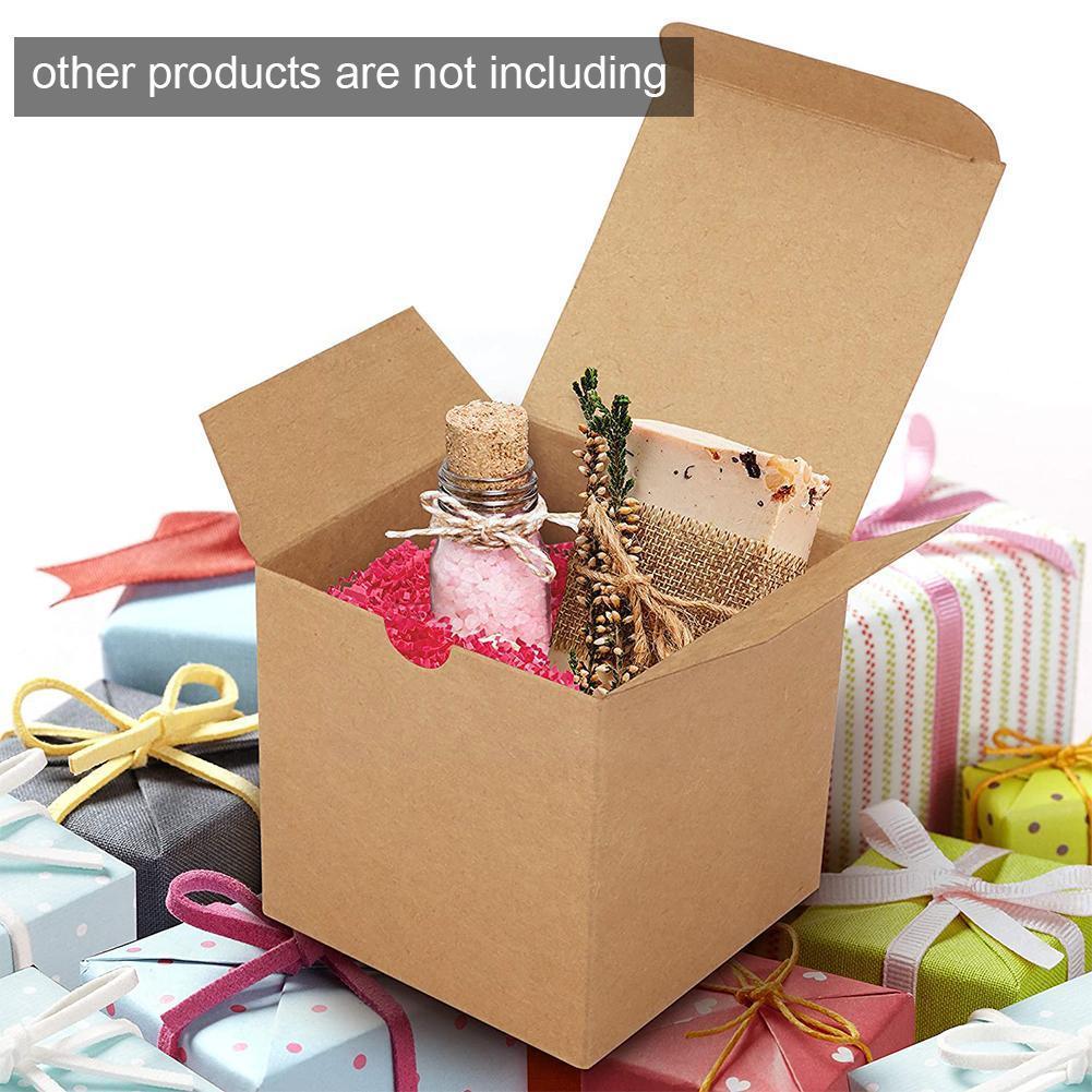 20pcs Square Kraft Paper Box Black Small Packing Wedding Cardboard Box Party Favor Box Box Brown Carton E7g0