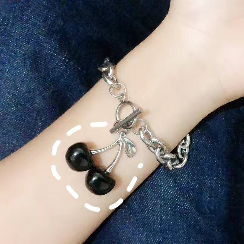 Halskette damen Hüfte-hüpfen Punk schwarz kirsche halskette anhänger einstellen dunkel mädchen gotisch müll damen Armbinde schmuck
